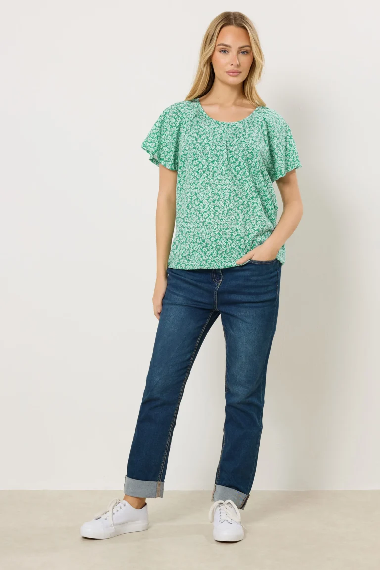 08baa20e-ff5e-4d_502971_B Green Floral Cotton Scoop Neck Top