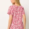 Red Ditsy Floral Cotton Scoop Neck Top
