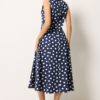 Navy Blue Polka Dot Fit & Flare Cotton Maxi Dress
