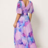 Petite Pink Blurred Floral Wrap Maxi Dress