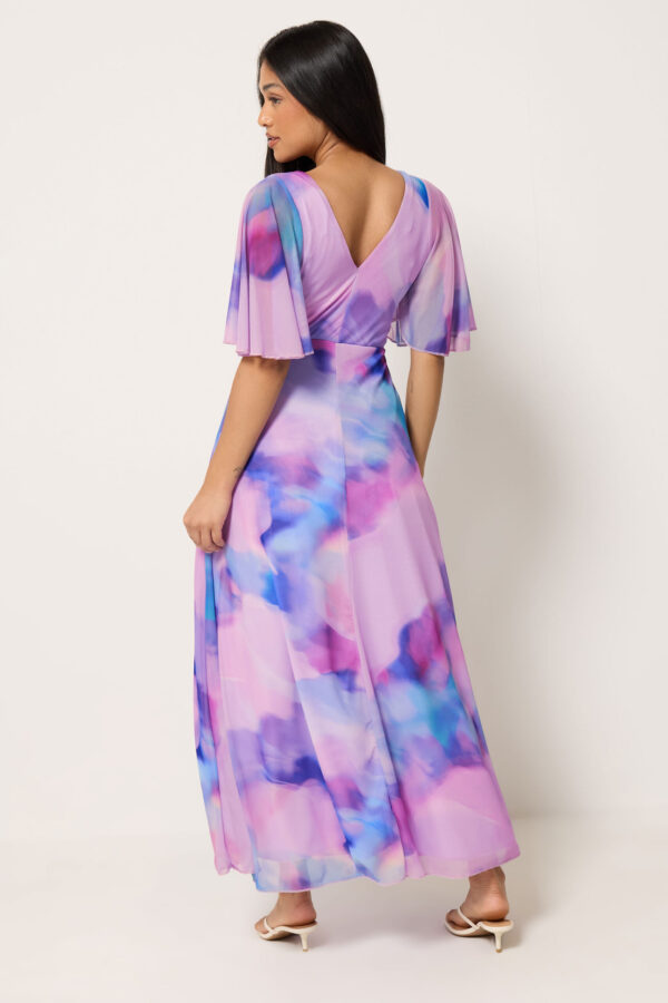 Petite Pink Blurred Floral Wrap Maxi Dress