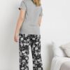 M&Co Grey Floral Print Cotton Wide Leg Pyjama Set