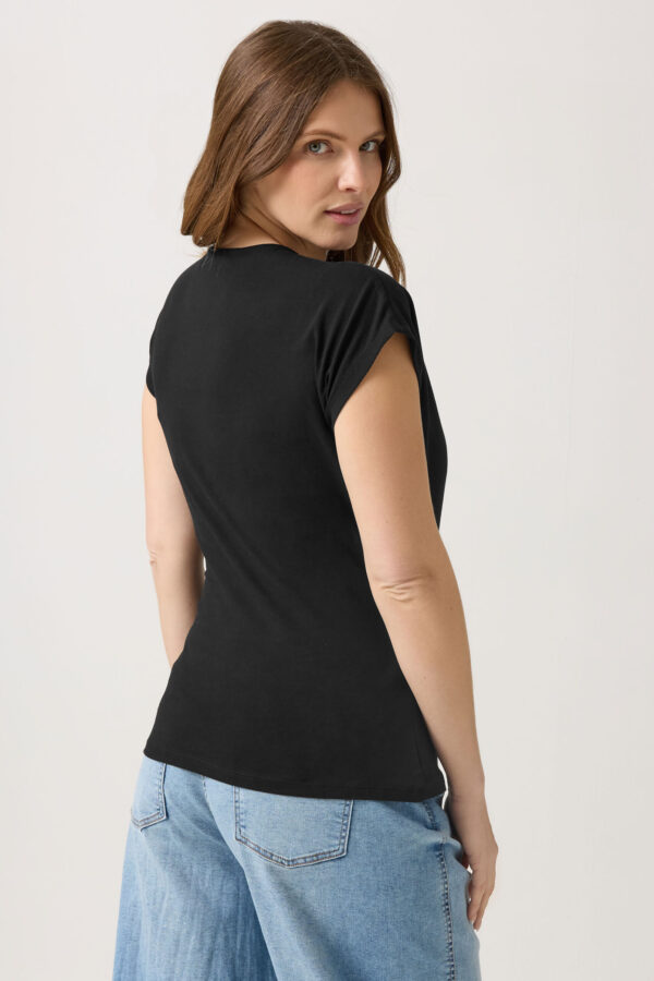 M&Co Black Short Sleeve Wrap Top