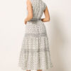 White Aztec Tiered Linen Maxi Dress