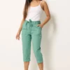 Green Cool Cotton Poplin Cropped Trousers