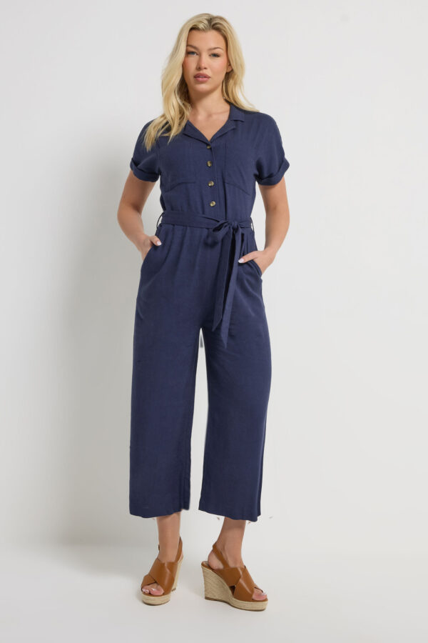 427d980d-5ace-44_502880_A Navy Blue Tie Waist Linen Jumpsuit