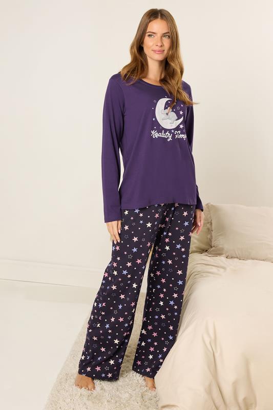 56d4e567-fd53-42_502719_B M&Co Purple 'Koalaty Time' Cotton Wide Leg Pyjama Set