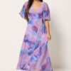 Petite Pink Blurred Floral Wrap Maxi Dress