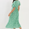 Petite Green Ditsy Floral Puff Sleeve Dress
