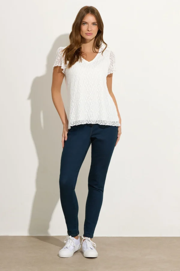White Floral Lace V-Neck Top