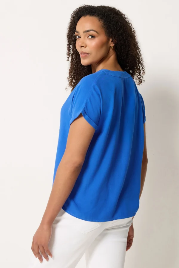 Cobalt Blue Button Front Blouse