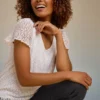 White Floral Lace V-Neck Top