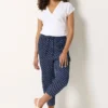 7c543525-876f-45_503172_B Navy Blue Dobby Cropped Trousers