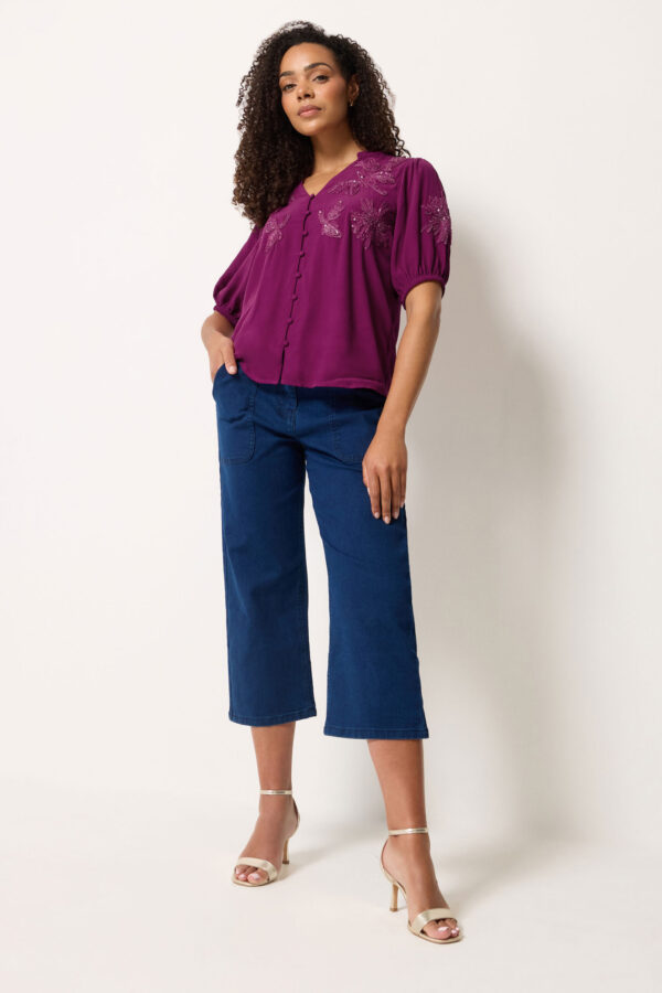 Berry Purple Sequin Embellished Blouse