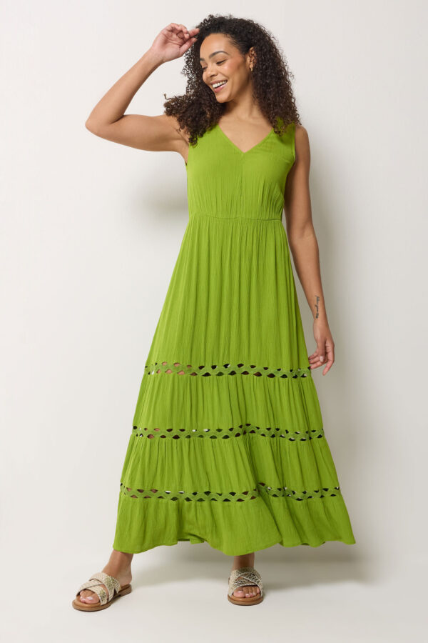 8b1ba6b2-0c21-48_503195_C Green Sleeveless Tiered Maxi Dress