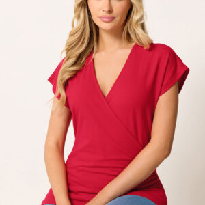 9cdefa86-d345-49_503449_A Red Grown-on Sleeve Cotton Wrap Top