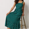 Teal Green Foil Detail Maxi Dress