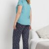 M&Co Blue 'Purrfect' Cotton Wide Leg Pyjama Set