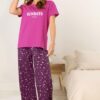 M&Co Pink 'Slow Sundays' Cotton Wide Leg Pyjama Set