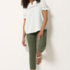 Ivory White Embroidered Cotton Ruffle Top