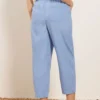 Blue Lightwash Denim Cropped Cotton Trousers