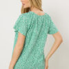 Green Floral Cotton Scoop Neck Top