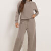 Petite Mocha Brown Wide Leg Joggers