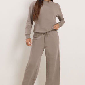 Petite Mocha Brown Wide Leg Joggers