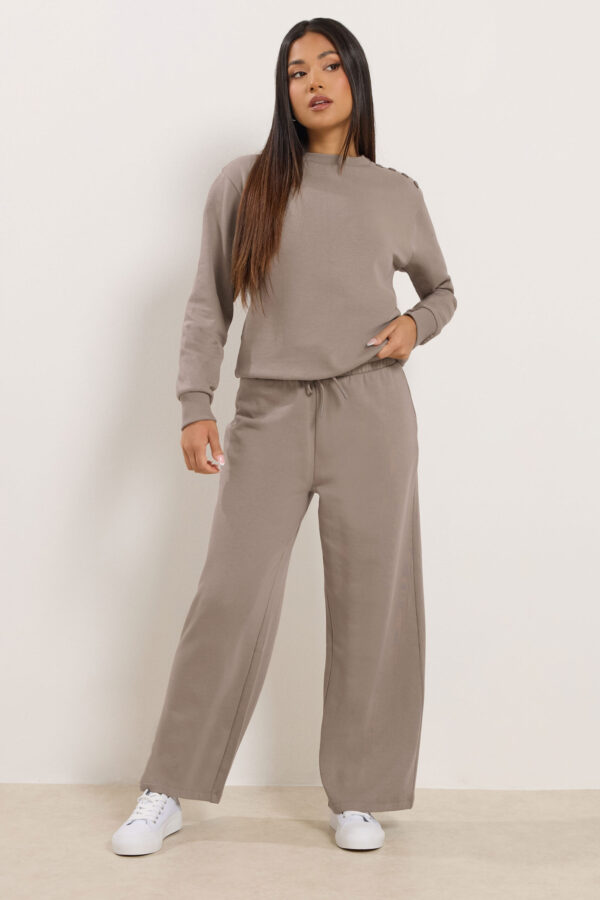 Petite Mocha Brown Wide Leg Joggers