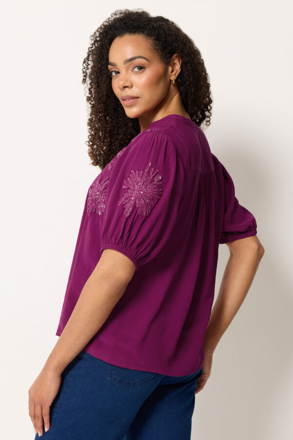Berry Purple Sequin Embellished Blouse