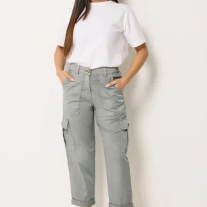 Petite Grey Cargo Trousers