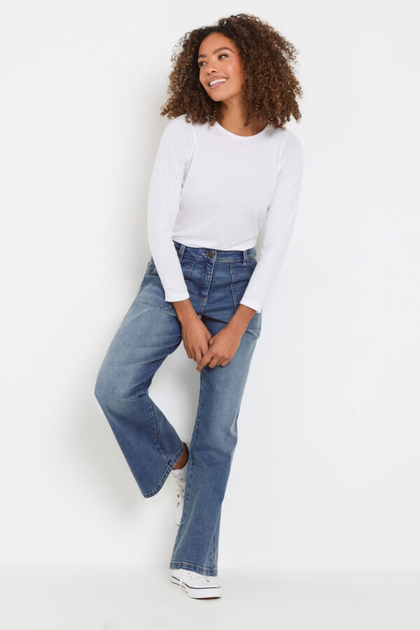Blue Mid Wash Carpenter Wide Leg Jeans