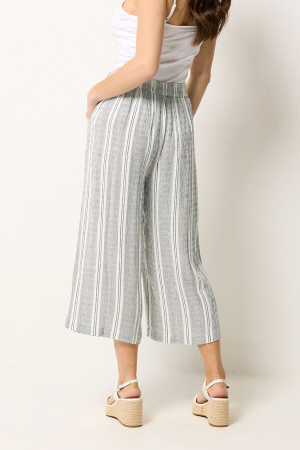 White Stripe Cropped Wide Leg Trousers