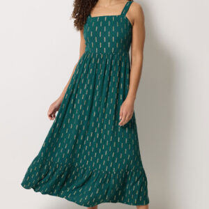 Teal Green Foil Detail Maxi Dress